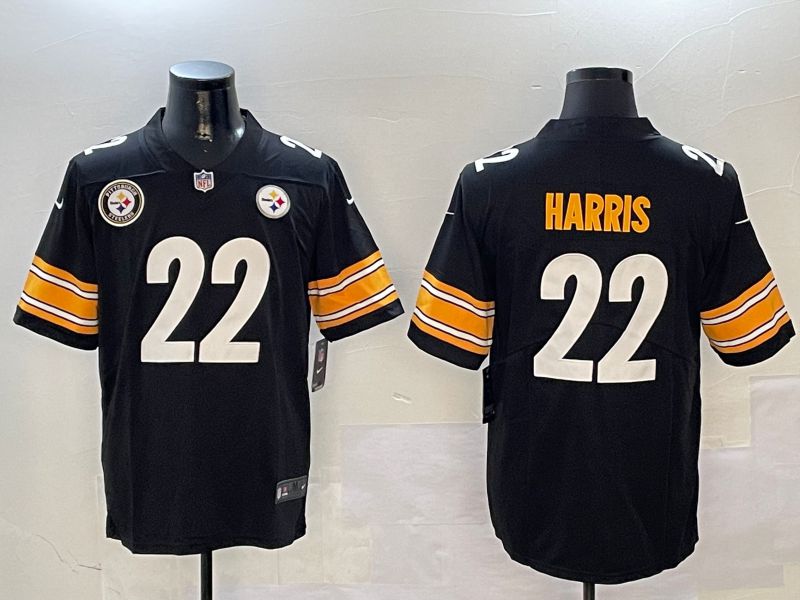 Men Pittsburgh Steelers #22 Harris Black Second generation 2024 Nike Limited NFL Jersey style 01041
